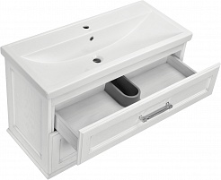 ASB-Woodline Мебель для ванной Венеция 100 подвесная белая патина серебро – фотография-7
